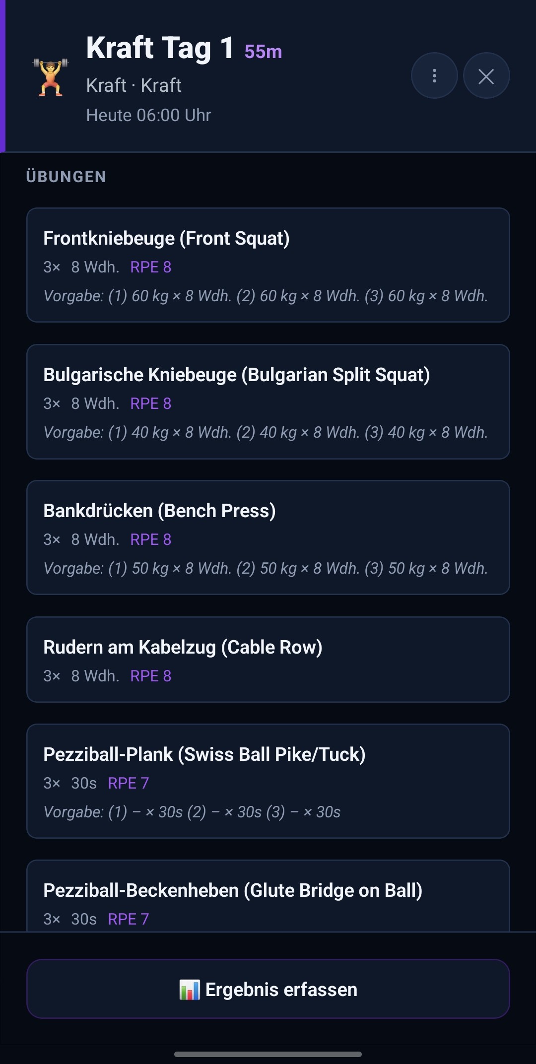 Strukturiertes Krafttraining mit Übungen und Sätzen