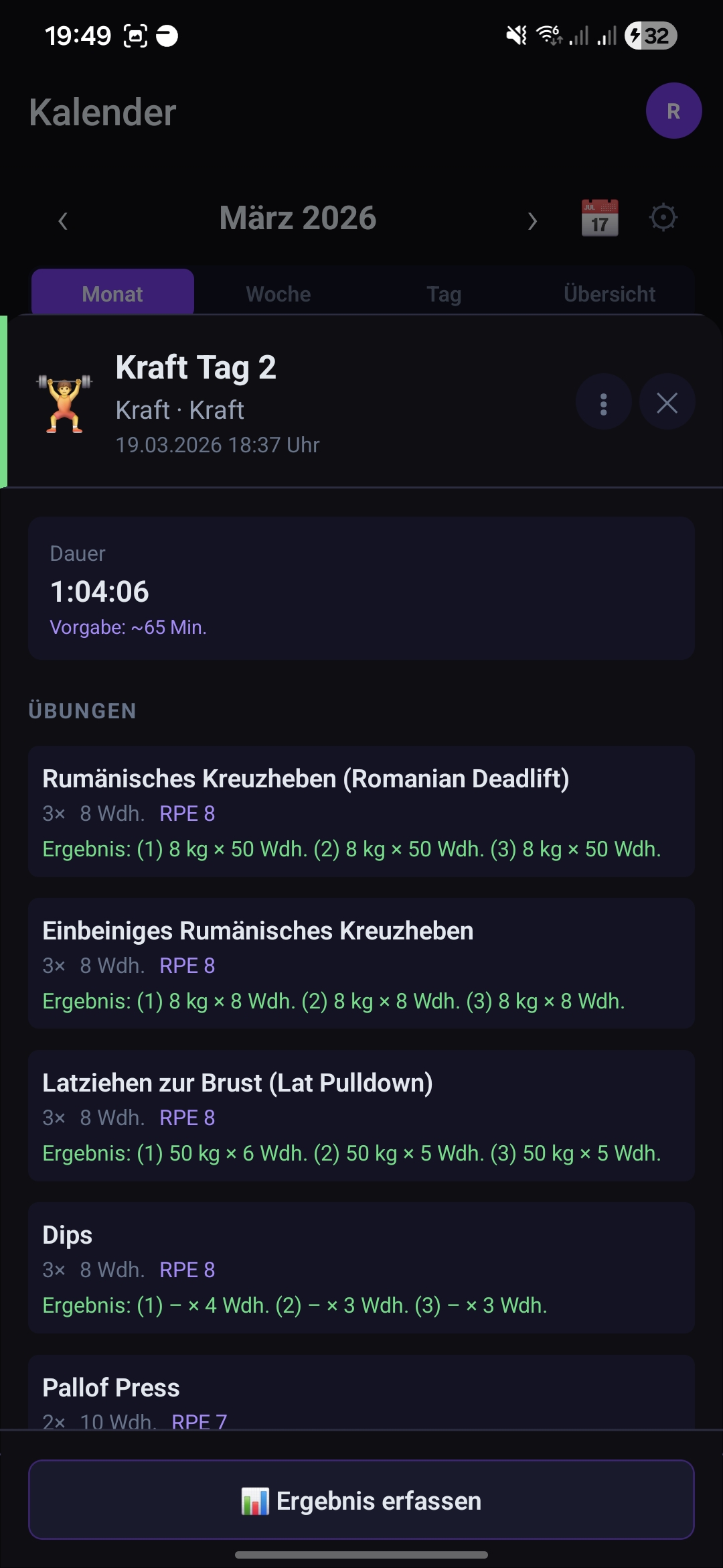 Kraft-Session Detail