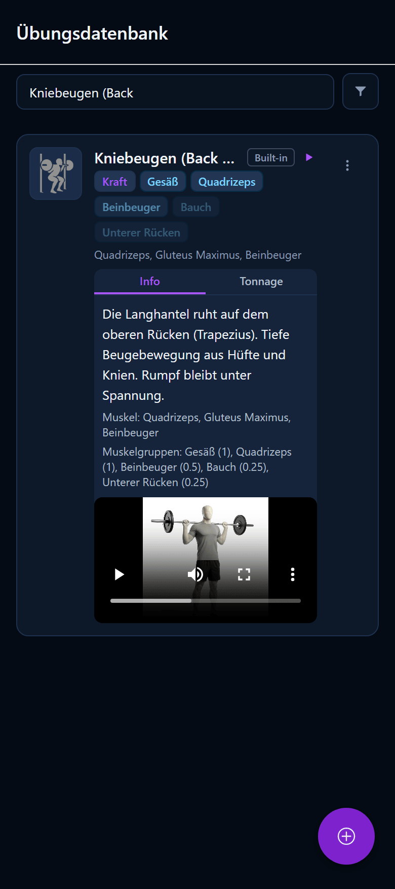 Uebungsdefinition mit Klassifikation